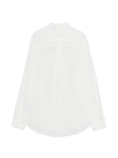 P.a.r.o.s.h Womens Shirt Curved Hem Sheer Fabric In White