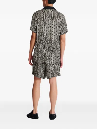 Balmain Short Sleeves Shirt Geometric Pattern Collar In Black