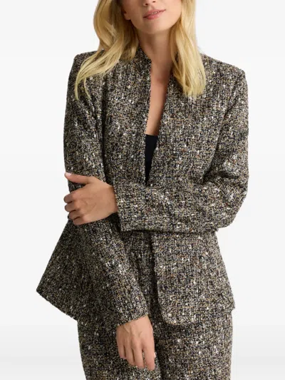 St John Buttoned Tweed Jacket In Multi