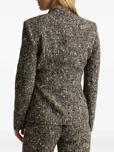 St John Buttoned Tweed Jacket In Multi