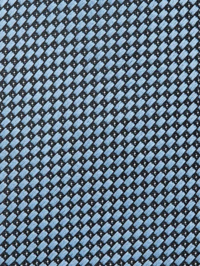 Zegna Geometric-pattern Silk Tie In Blue