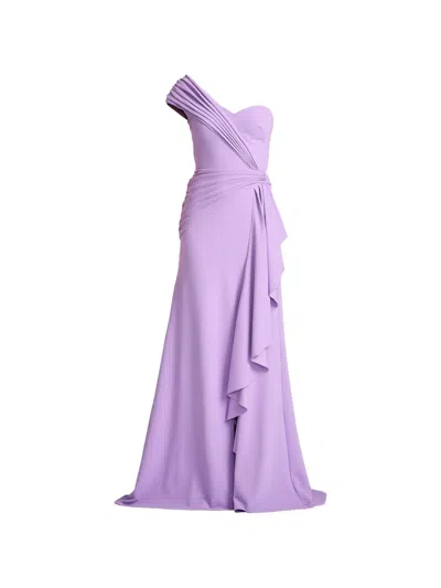 Tadashi Shoji Draped One-shoulder Maxi Dress In Purple