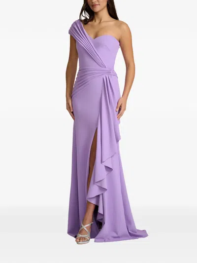 Tadashi Shoji Draped One-shoulder Maxi Dress In Purple