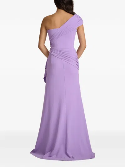 Tadashi Shoji Draped One-shoulder Maxi Dress In Purple
