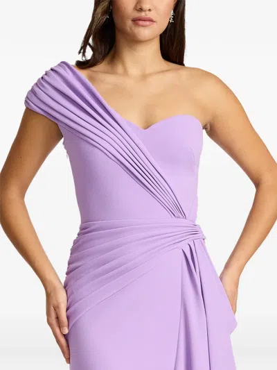 Tadashi Shoji Draped One-shoulder Maxi Dress In Purple