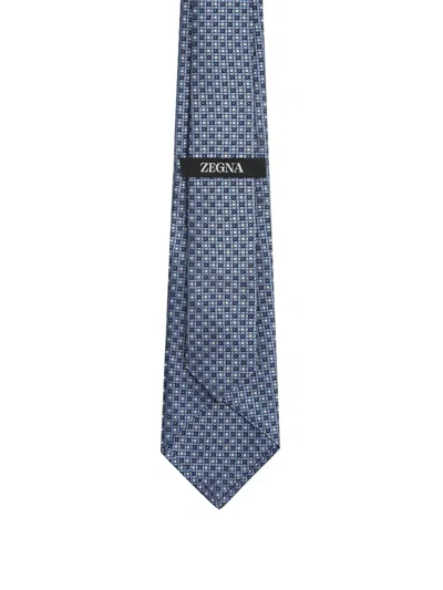 Zegna Geometric-patterned Jacquard Tie In Black