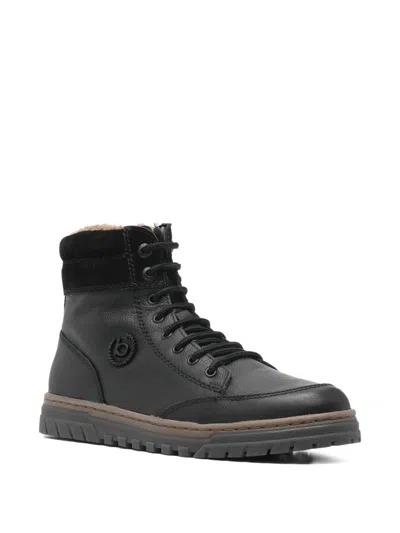 Bugatti Lace-up Panelled Booties In Black