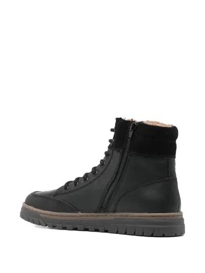 Bugatti Lace-up Panelled Booties In Black