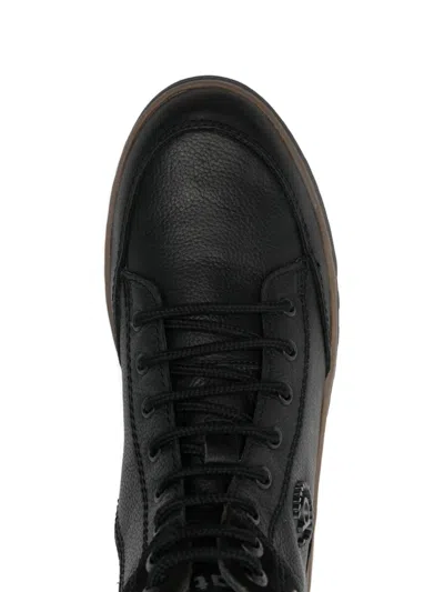 Bugatti Lace-up Panelled Booties In Black
