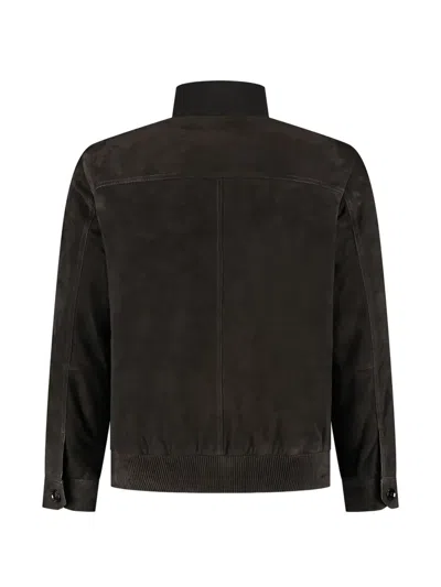 Brioni Buttoned Bomber Jacket In Brown