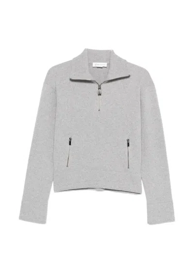 Victoria Beckham Milano Merino Wool And Cashmere-blend Half-zip Sweater In Gray