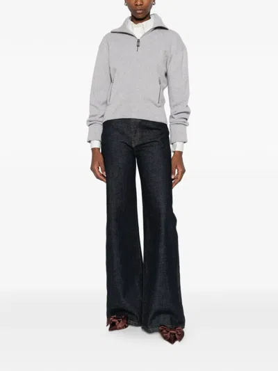 Victoria Beckham Milano Merino Wool And Cashmere-blend Half-zip Sweater In Gray