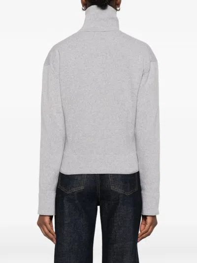 Victoria Beckham Milano Merino Wool And Cashmere-blend Half-zip Sweater In Gray