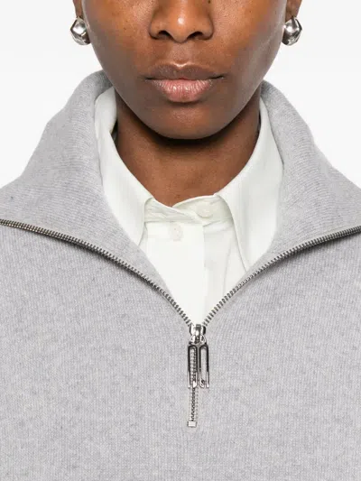 Victoria Beckham Milano Merino Wool And Cashmere-blend Half-zip Sweater In Gray