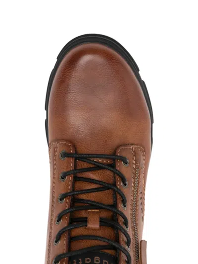 Bugatti Lace-up Zip Booties In Brown