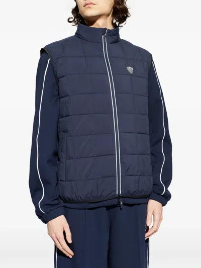 Ea7 Logo-patch Padded Gilet In Blue