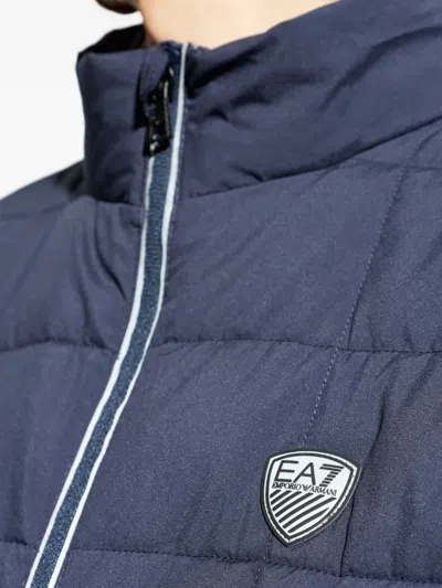 Ea7 Logo-patch Padded Gilet In Blue