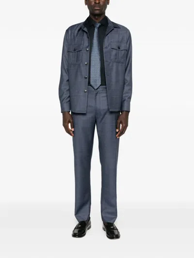 Canali Button Tailored Trousers In Blue