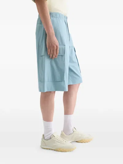 Jil Sander Poplin Texture Cotton Shorts In Multi