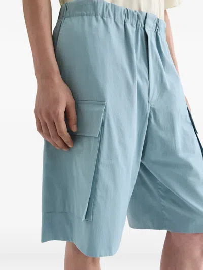 Jil Sander Poplin Texture Cotton Shorts In Multi