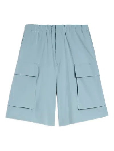 Jil Sander Poplin Texture Cotton Shorts In Multi