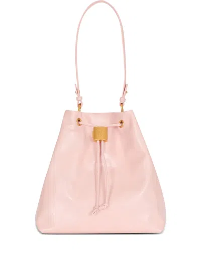 Balmain Chain Drawstring Leather Backpack In Pink