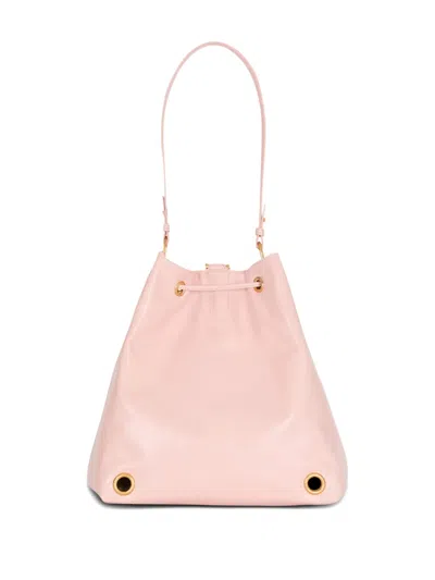 Balmain Chain Drawstring Leather Backpack In Pink