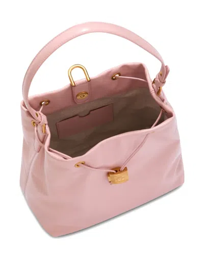 Balmain Chain Drawstring Leather Backpack In Pink