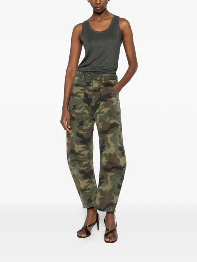 Nili Lotan Shon Camo-print Barrel-leg Ankle Pants In Multi