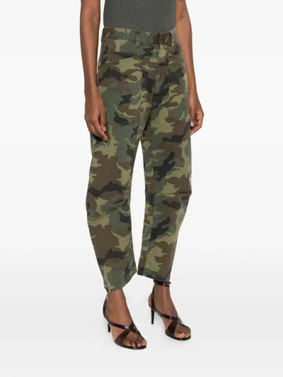 Nili Lotan Shon Camo-print Barrel-leg Ankle Pants In Multi