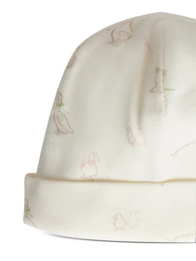 Bonpoint Lyann Printed Beanie Hat In White