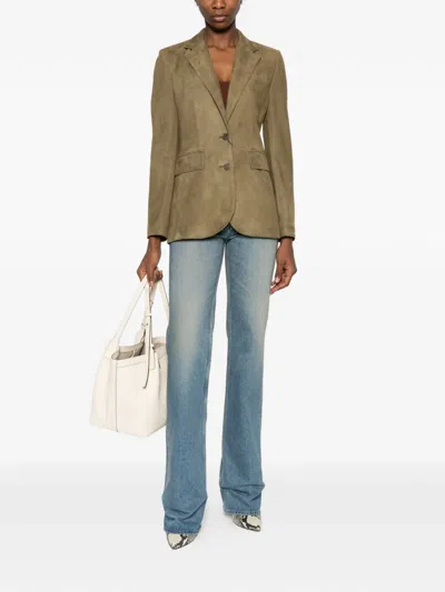 Tagliatore Buttoned Leather Jacket In Multi