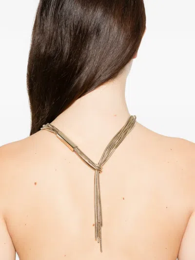 Tom Ford Brass Axis Necklace In Brown