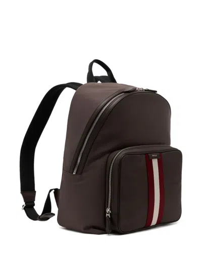 Bally Code Stripe-detail Backpack In Brown