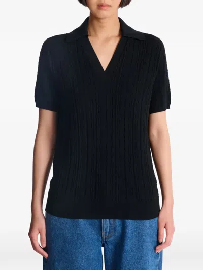 Balmain Monogram-jacquard Knitted Top In Black