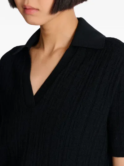 Balmain Monogram-jacquard Knitted Top In Black