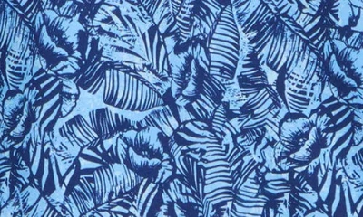 Bugatchi Leaf Print Camp Shirt In Blue