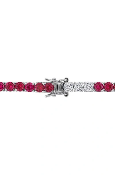 Delmar Lab Created White Sapphire & Lab Created Ruby Tennis Bracelet In Multi