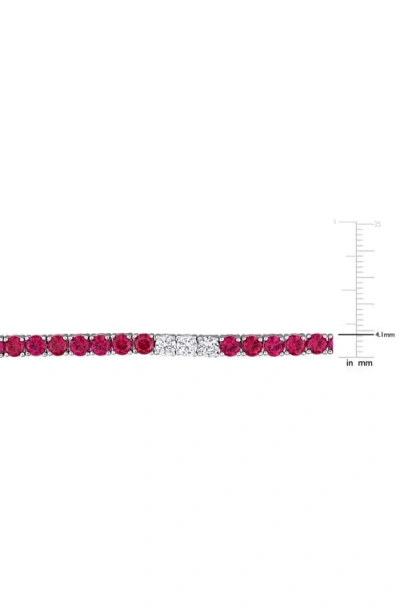 Delmar Lab Created White Sapphire & Lab Created Ruby Tennis Bracelet In Multi