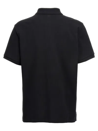 Ami Alexandre Mattiussi Ami Paris Men Black Polo Shirt With Adc Embroidery At The Front In Cotton Man In Black