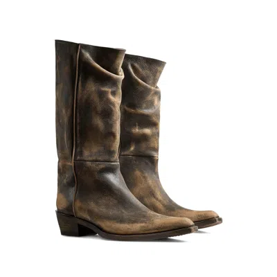 Khaite Clive 25 Leather Boots In Brown