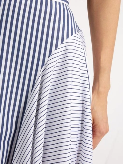 Adam Lippes Woman Asymmetric Striped Cotton-poplin Midi Skirt Midnight ...