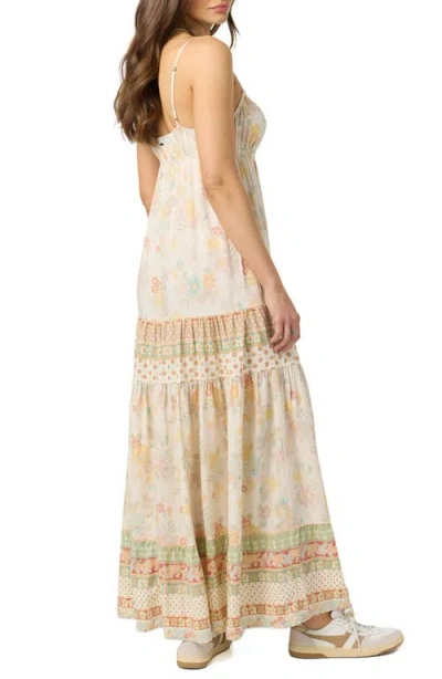 O'neill Lillie Floral Border Print Tiered Maxi Dress In White