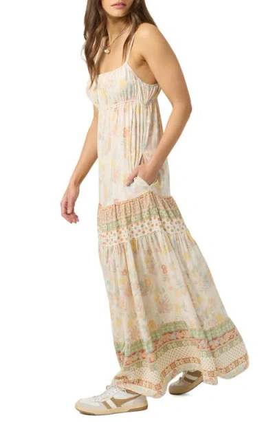 O'neill Lillie Floral Border Print Tiered Maxi Dress In White