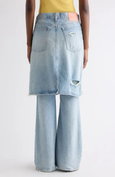 Acne Studios Distressed Layered Wide-leg Jeans In Blue