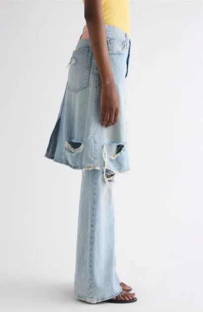 Acne Studios Distressed Layered Wide-leg Jeans In Blue