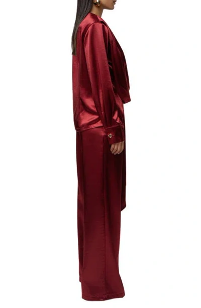 Jluxlabel Statement Satin Drape Top In Red