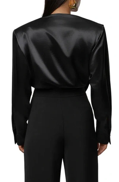 Jluxlabel Statement Satin Drape Top In Black