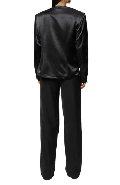 Jluxlabel Statement Satin Drape Top In Black
