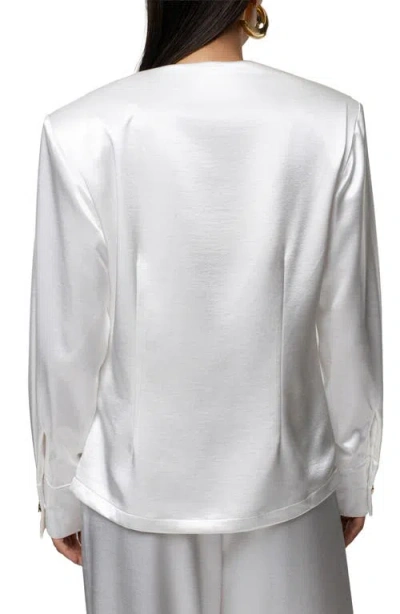 Jluxlabel Statement Satin Drape Top In White